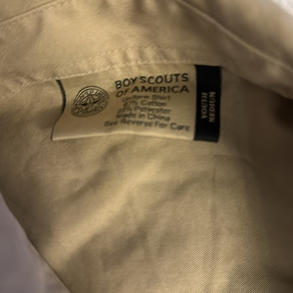 Boy Scouts of America Short Sleeve Uniform Shirt Youth Medium Beige Patches - Picture 5 of 6